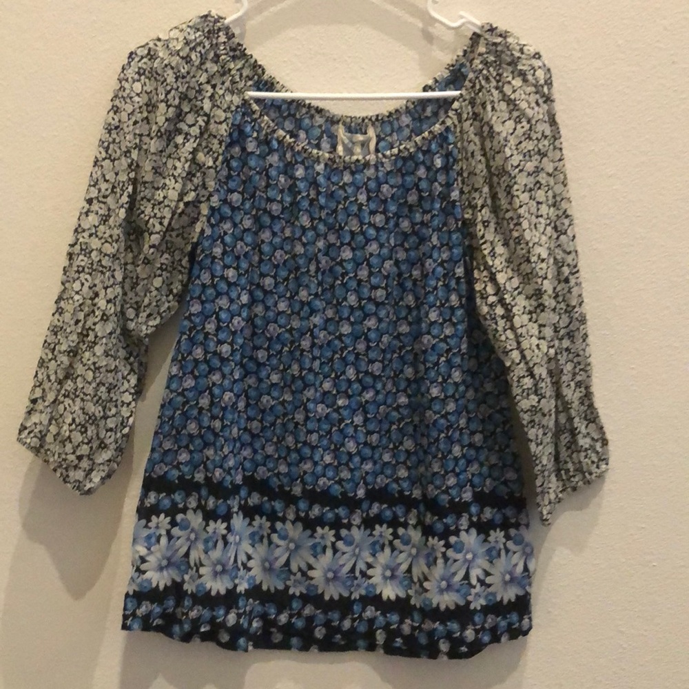 Anthropologie 3/4 sleeve floral top